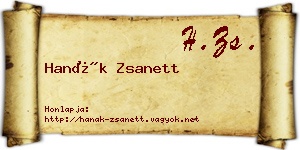 Hanák Zsanett névjegykártya